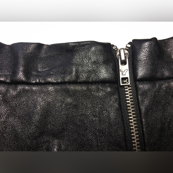 American Eagle Black Skater Faux Leather Mini Skirt - Picture 6 of 11